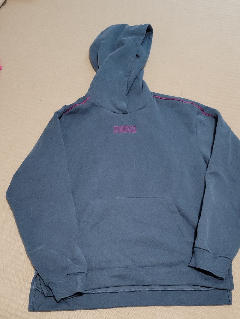 Puma Women's Blue Hoodie with Pink Accent